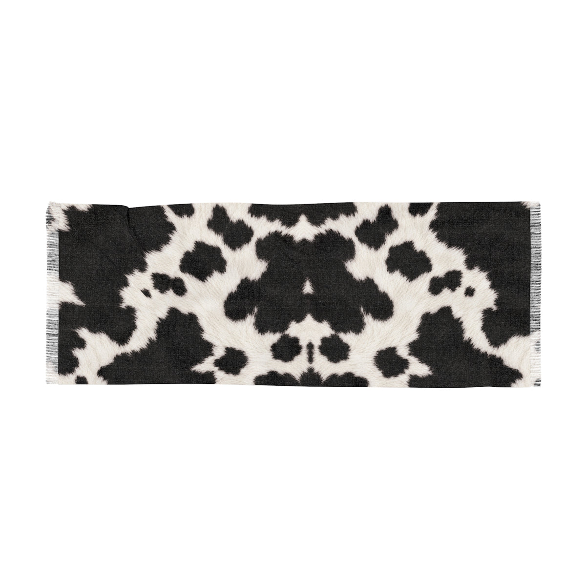 Cow | Cow Print Lightweight Scarf — Black & White Sheer Fashion Scarf