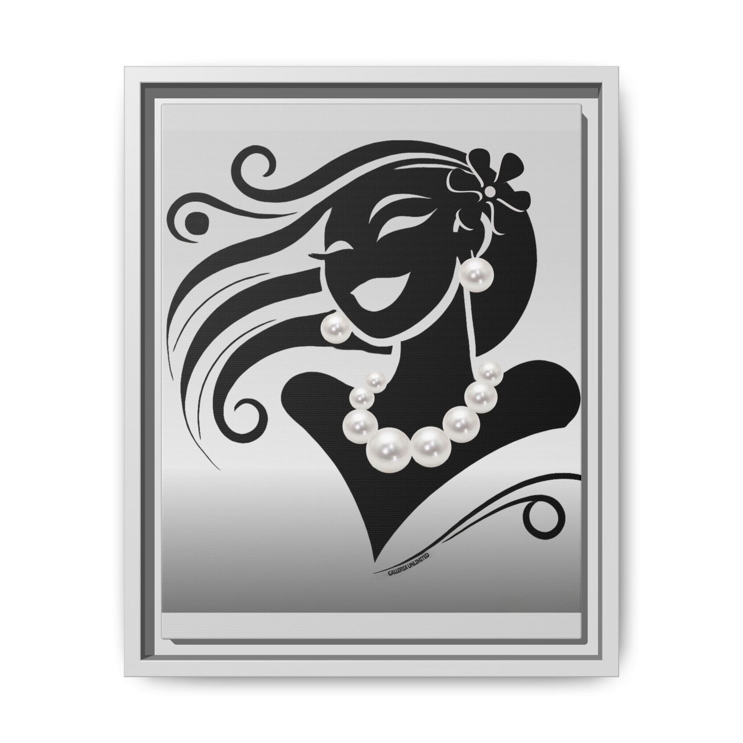 Pearls & Curls 6 | Black and White Framed Matte Canvas Wall Art (black or white frame)