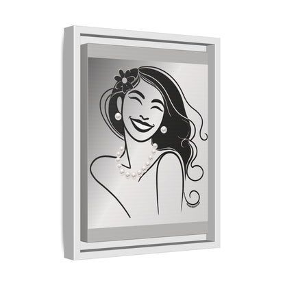 Pearls & Curls3 | Black and White - Framed Matte Canvas Art (black or white frame)