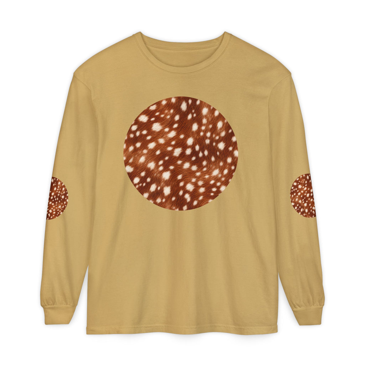 Deer | Fawn Spotted Circle Patch Long Sleeve Tee (Elbow Accents), multiple colors