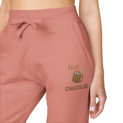 Harvest Haze | Hot Chocolate Gold Embroidered Sweatpants