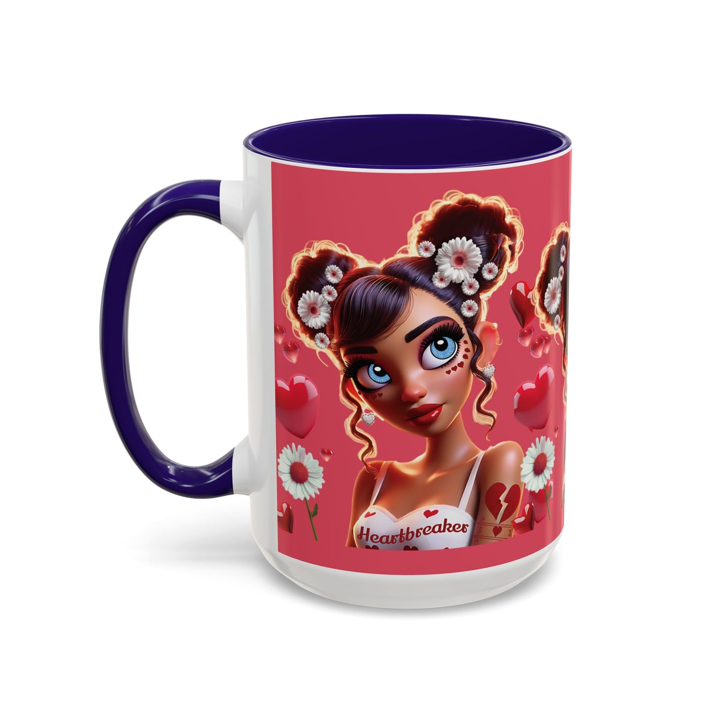 Heartbreaker 1 | Raspberry - Coffee Mug, two-tone, 15 oz (multiple handle colors)
