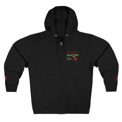 Harvest Haze 5 | 'Sweater Weather' Graphic Icon Zip Hoodie — Cozy Fall Hoodie with Autumn Icons