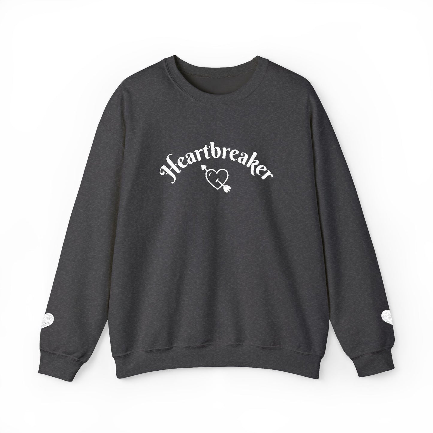 Heartbreaker 0 | White Embroidered Heartbreaker Crewneck Sweatshirt