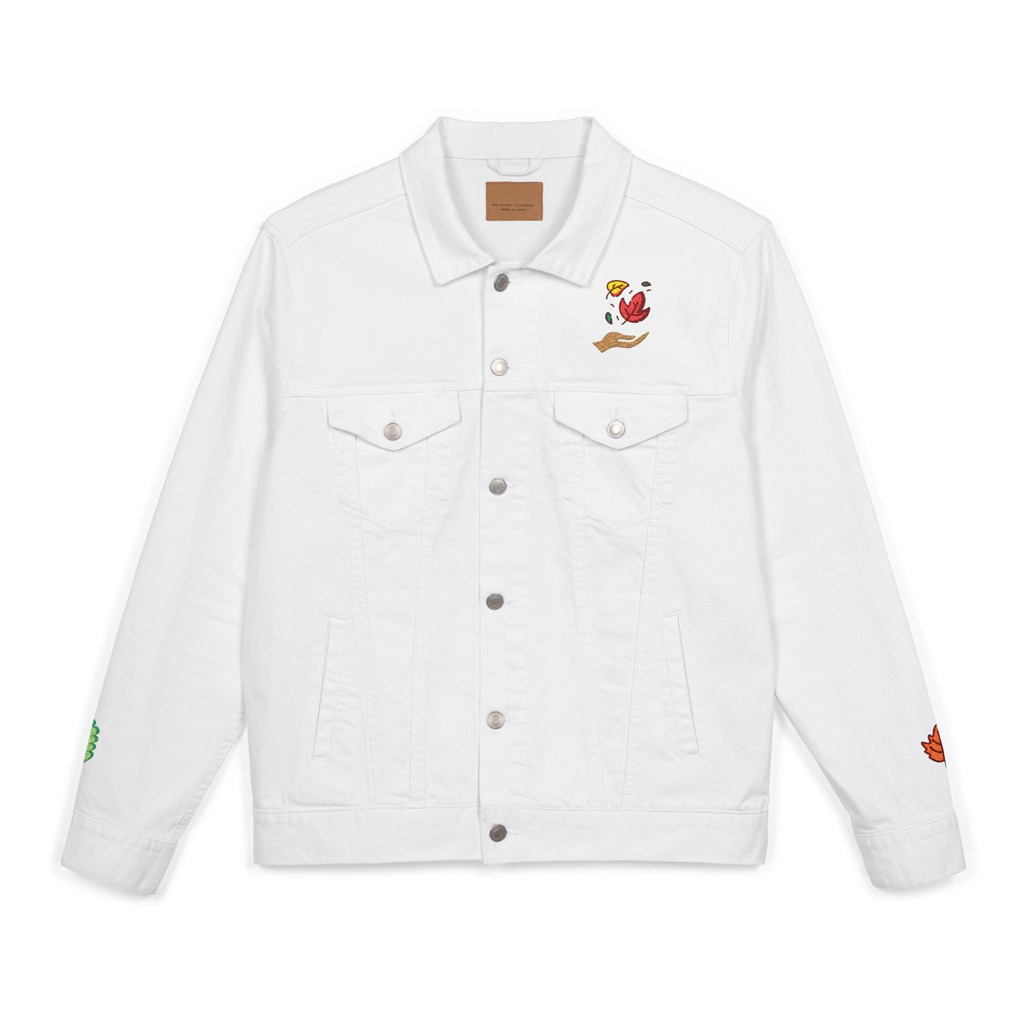 The Cozy Edit1 - Embroidered Denim Jacket (classic, black, and white denim)