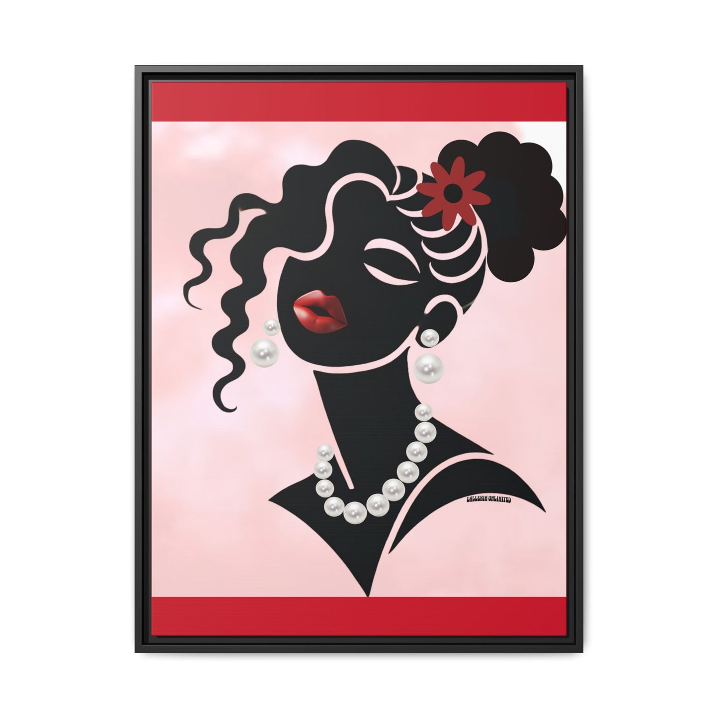 Pearls & Curls 5 | Crimson Kiss Framed Matte Canvas Wall Art (black or white frame)