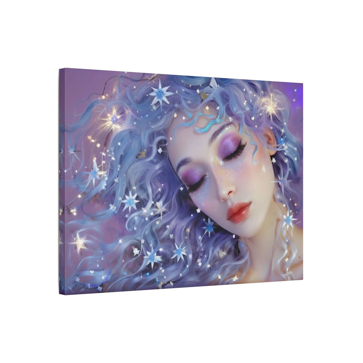 Winter Fantasy 5 | Celestial Maiden Slumber Satin Stretched Canvas Print