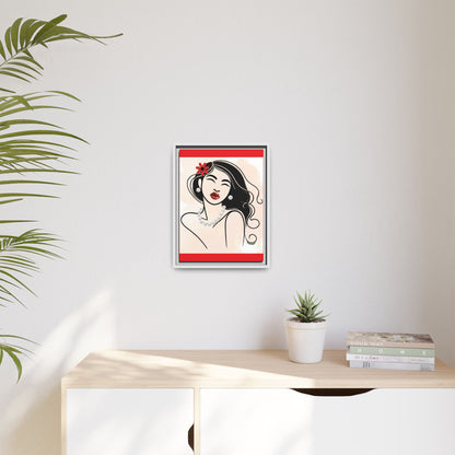 Pearls & Curls 3 | Scarlet Kiss Framed Matte Canvas Wall Art (black or white frame)
