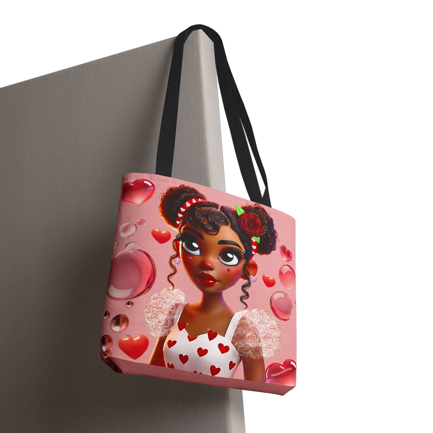 Heartbreaker Girl | Bubble Gum All -Over-Print Two-Tone Tote Bag (multiple strap colors)