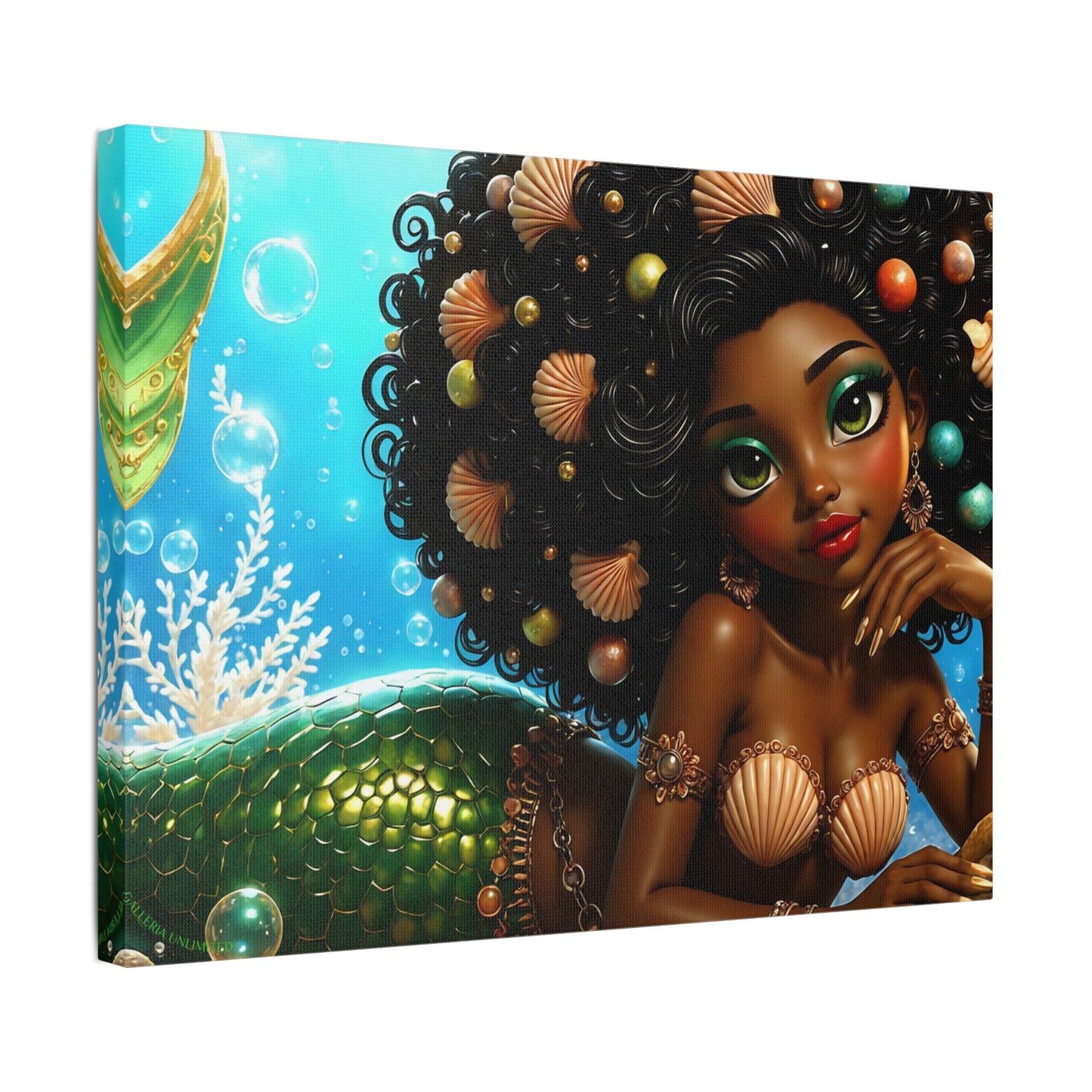 Sirens of the Gilded Sea | Blue Lagoon, Satin Stretched Canvas