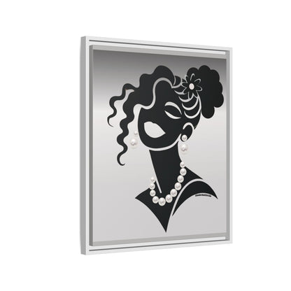 Pearls & Curls5 | Black and White - Framed Matte Canvas Art (black or white frame)