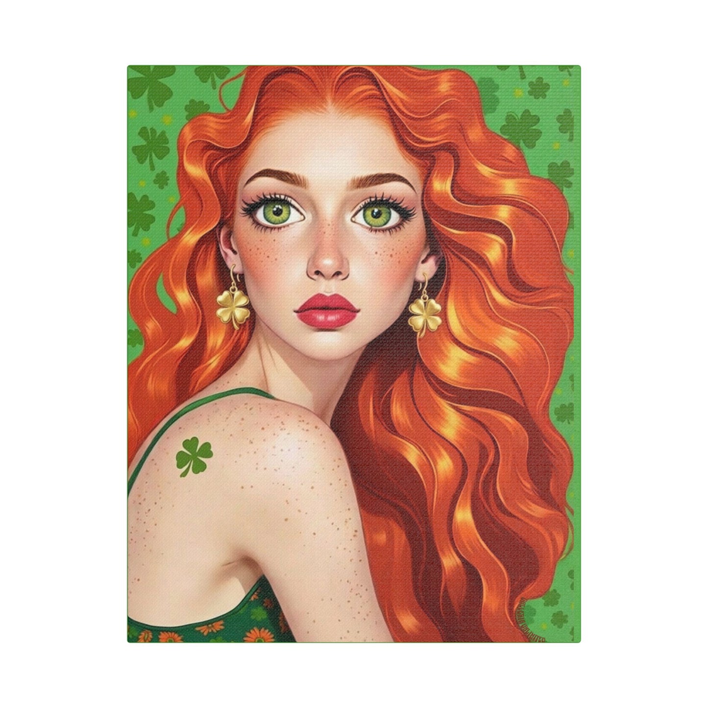 Clovers 4 | Shamrock Goddess, Stretched Satin Canvas Print
