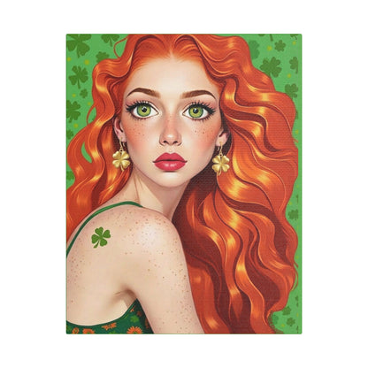 Clovers 4 | Shamrock Goddess, Stretched Satin Canvas Print