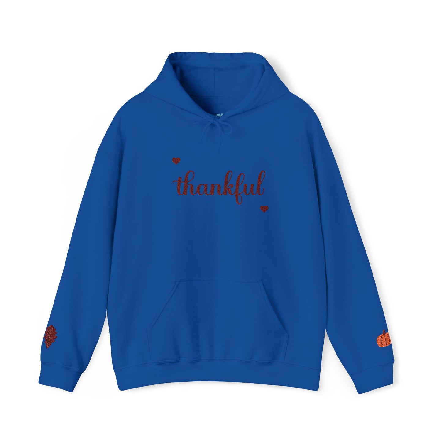 The Thankful Edit1 | Maroon Embroidered Thankful Hoodie, maroon hearts (multiple colors)