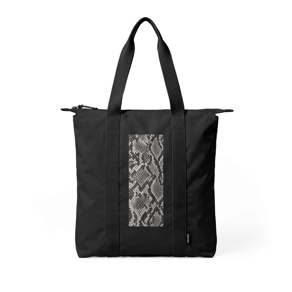 Snake | Grey Snakeskin Nomad Tote Bag — Zip-Top Carry-All Travel Tote