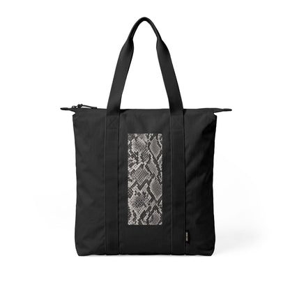 Snake | Grey Snakeskin Nomad Tote Bag — Zip-Top Carry-All Travel Tote