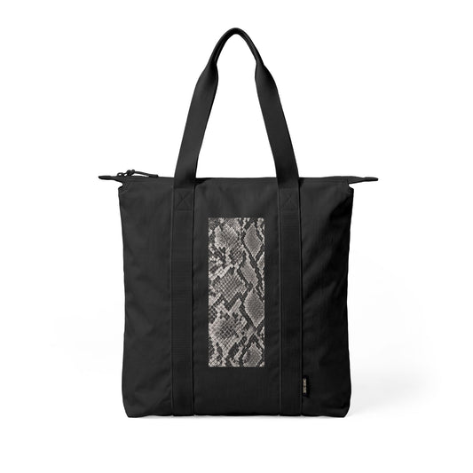 Snake | Grey Snakeskin Nomad Tote Bag — Zip-Top Carry-All Travel Tote