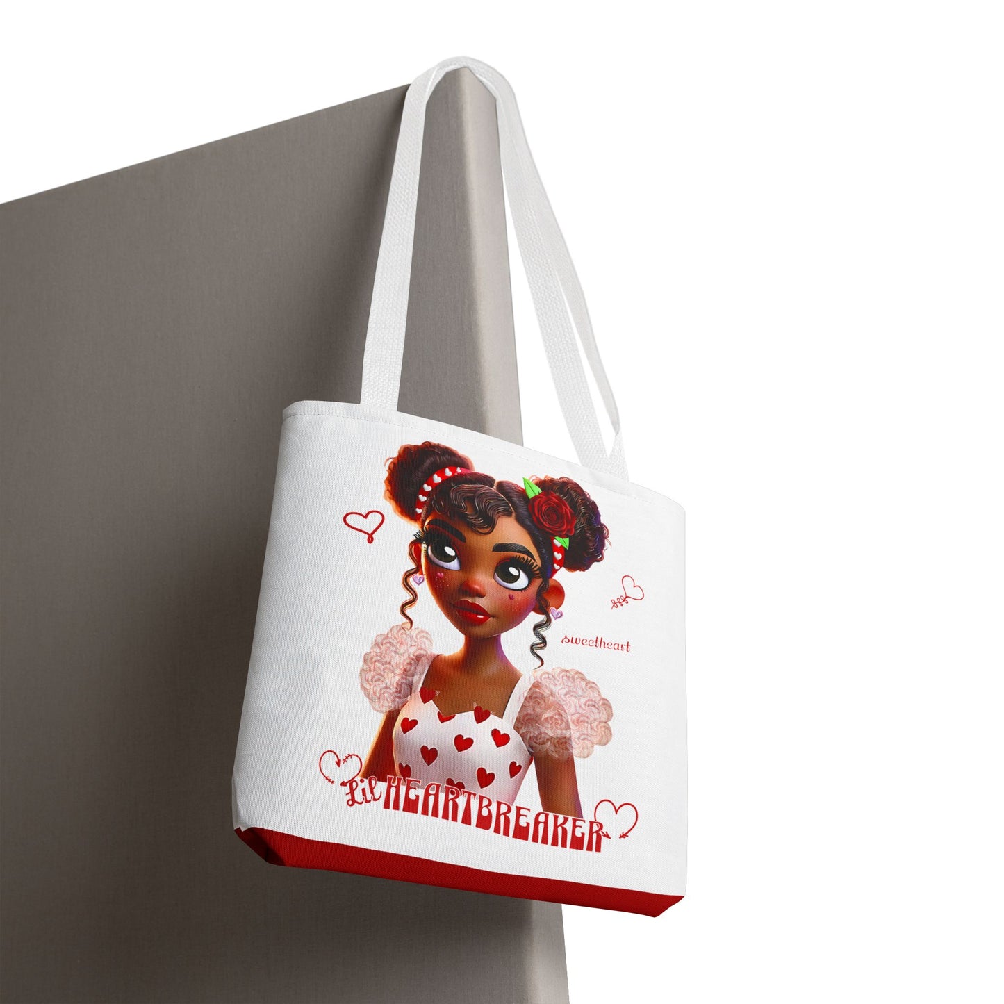 Heartbreaker Girl | Marshmallow All Over Print Two-Tone Tote Bag (multiple strap colors)