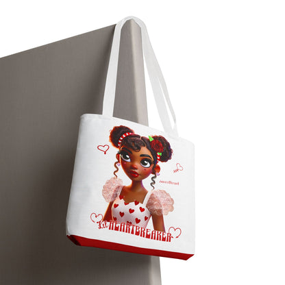 Heartbreaker Girl | Marshmallow All Over Print Two-Tone Tote Bag (multiple strap colors)
