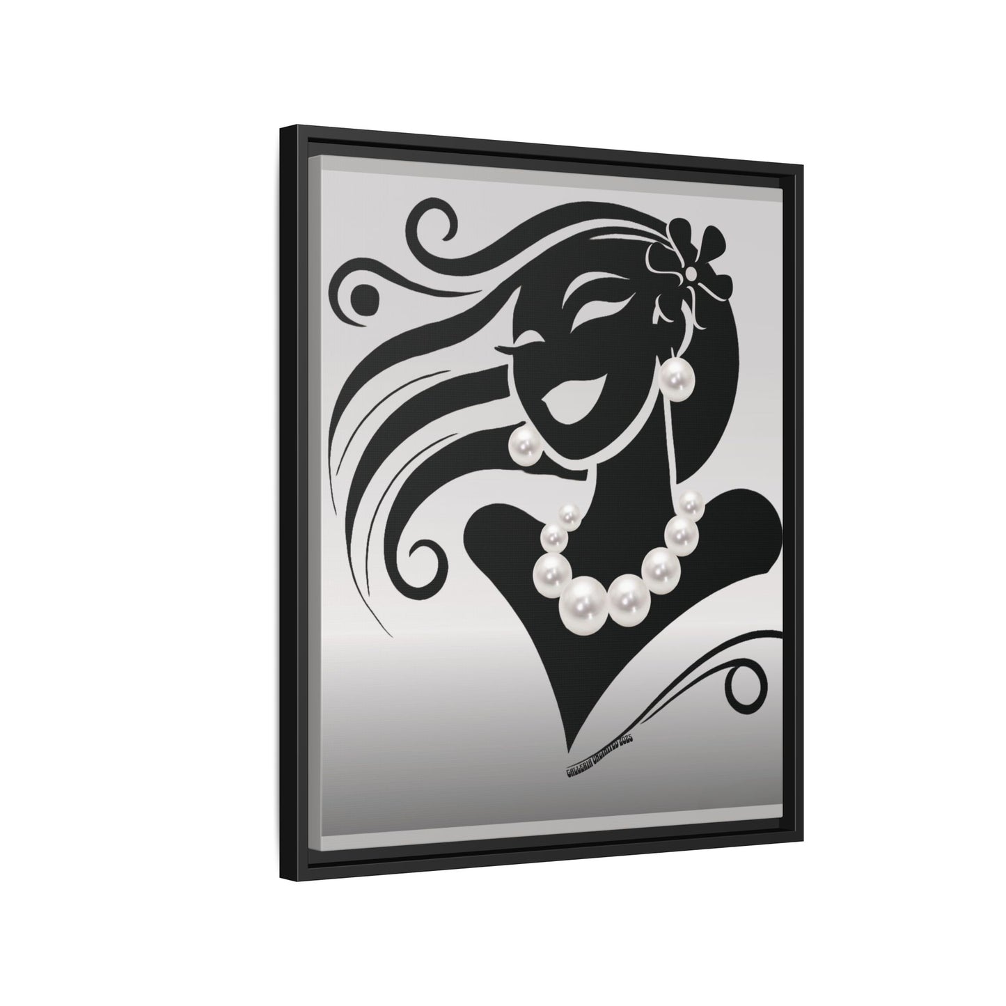 Pearls & Curls6 | Black and White - Framed Matte Canvas Art (black or white frame)