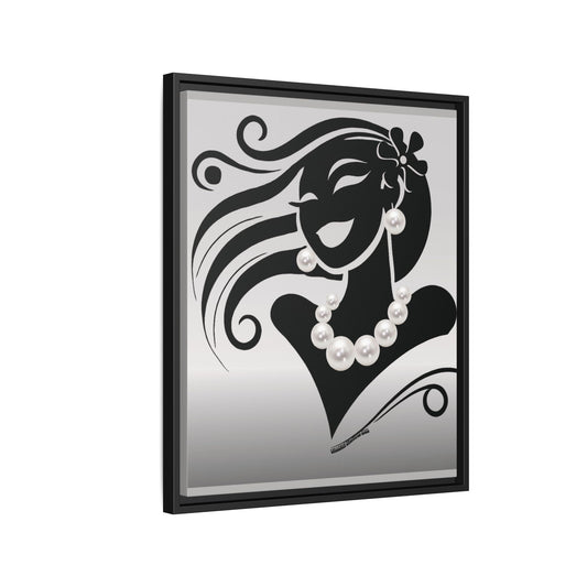 Pearls & Curls6 | Black and White - Framed Matte Canvas Art (black or white frame)