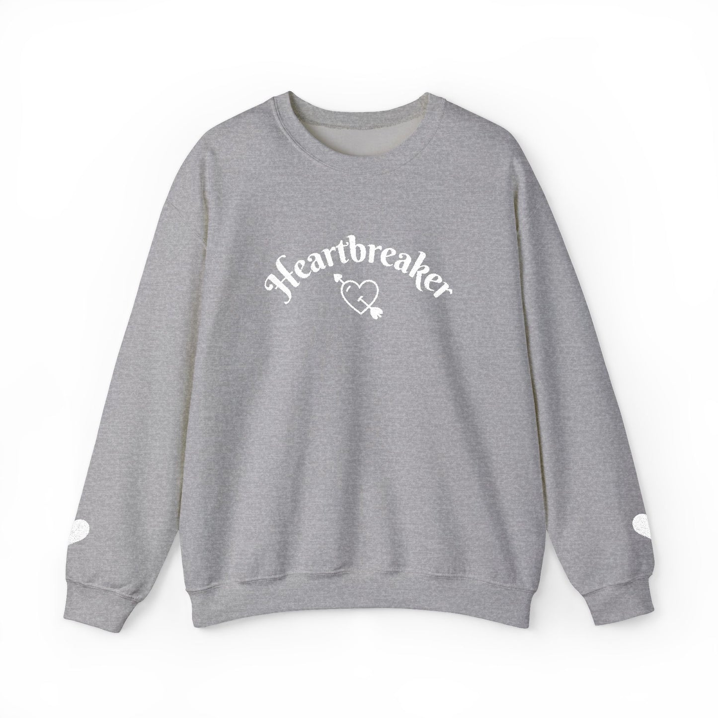 Heartbreaker 0 | White Embroidered Heartbreaker Crewneck Sweatshirt