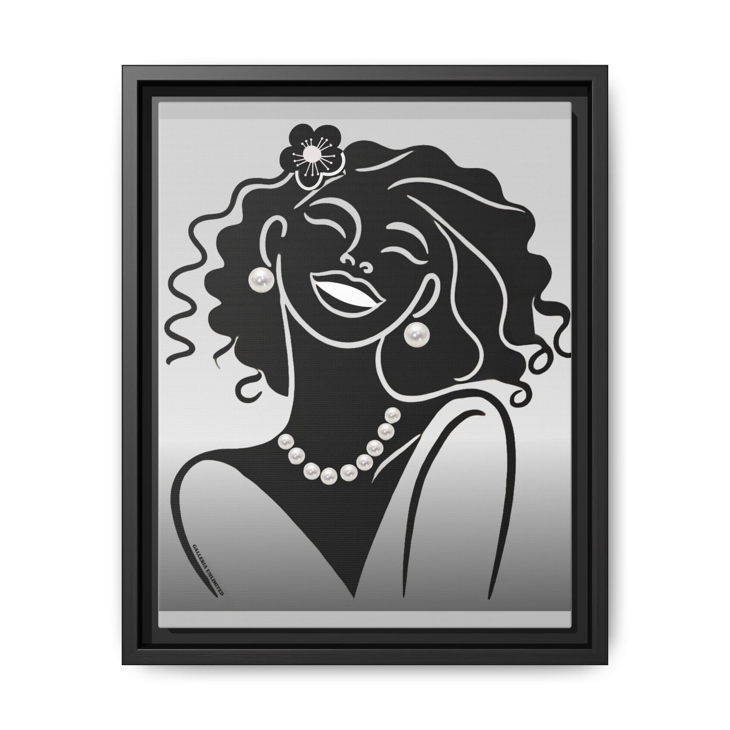 Pearls & Curls 2 | Black and White Framed Matte Canvas Wall Art (black or white frame)