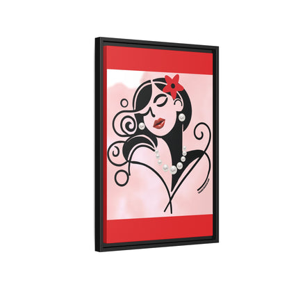 Pearls & Curls4 | Scarlet Kiss - Framed Matte Canvas Art (black or white frame)