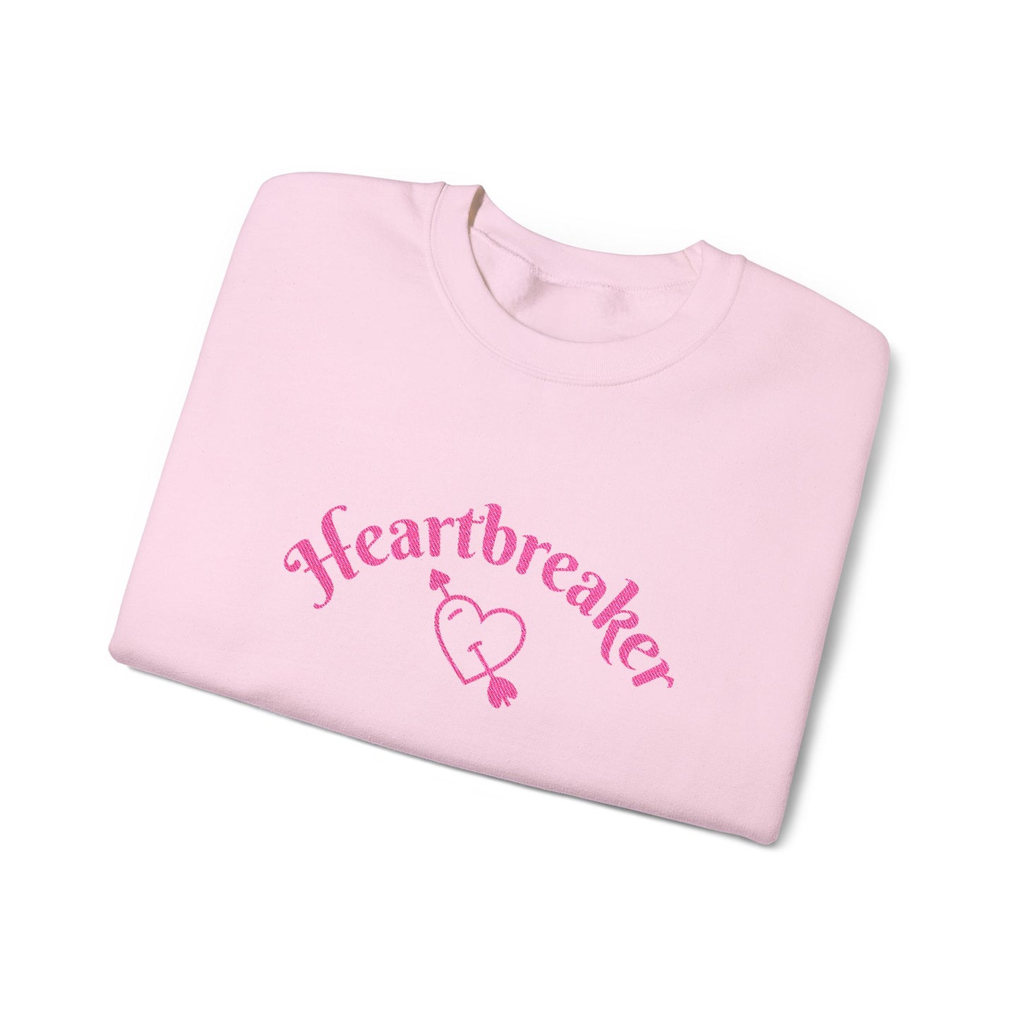 Heartbreaker 0 | Pink Embroidered Heartbreaker Crewneck Sweatshirt