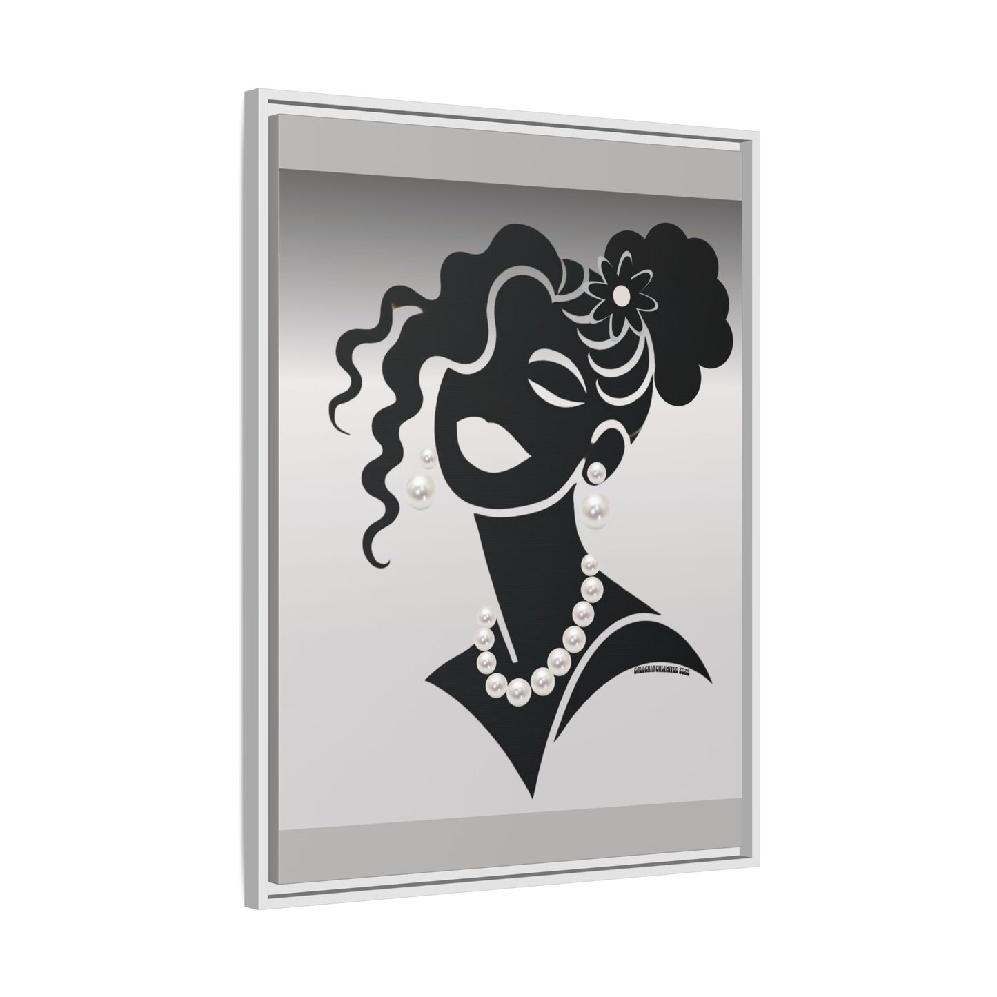 Pearls & Curls5 | Black and White - Framed Matte Canvas Art (black or white frame)