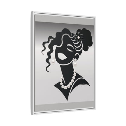 Pearls & Curls5 | Black and White - Framed Matte Canvas Art (black or white frame)