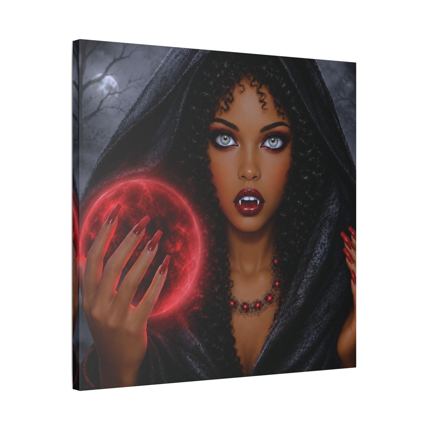 Harvest Muse 0 | Scarlet Oracle - Halloween Vampire Satin Stretched Canvas Print