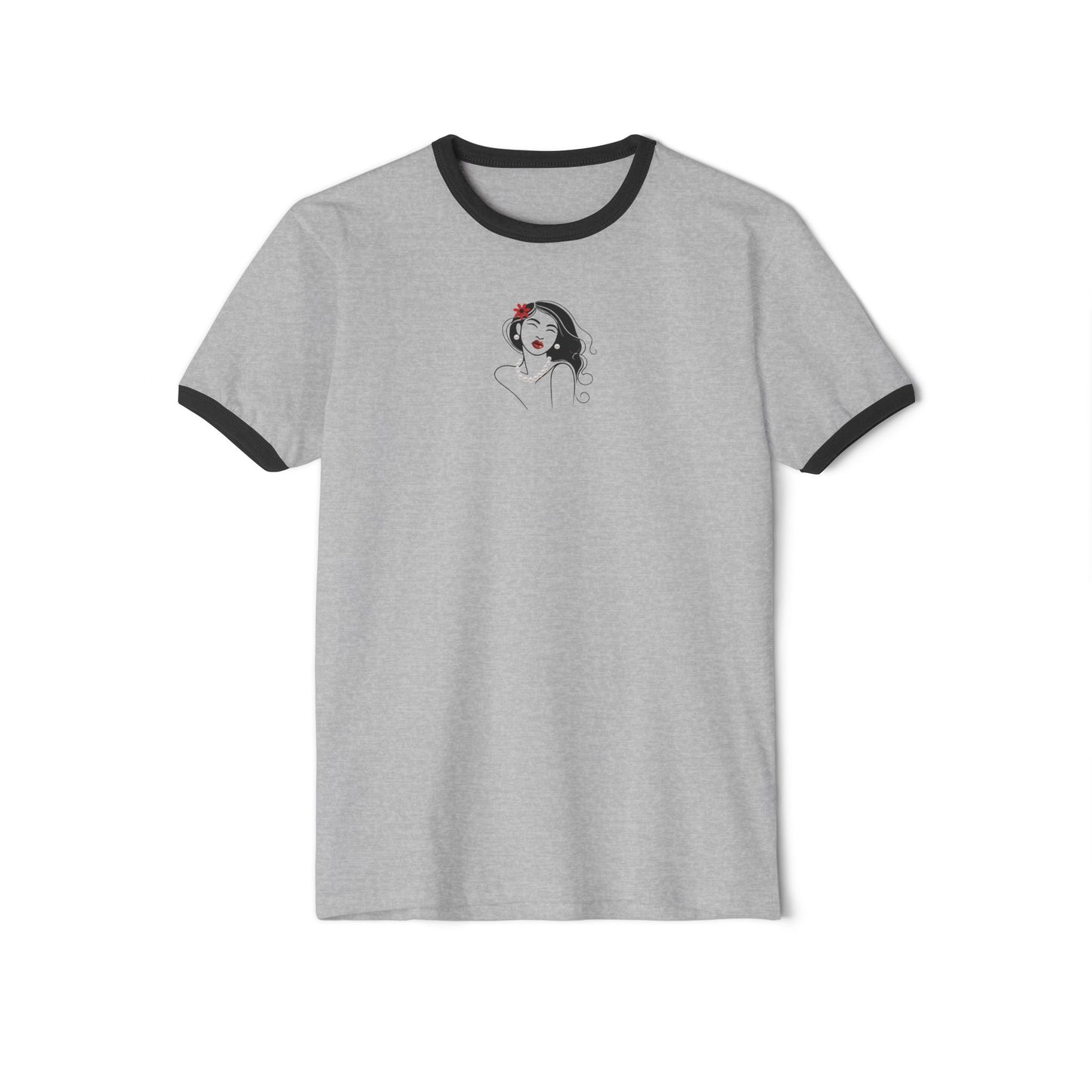 Pearls & Curls3| Scarlet Kiss Ringer Tee (heather grey or white)