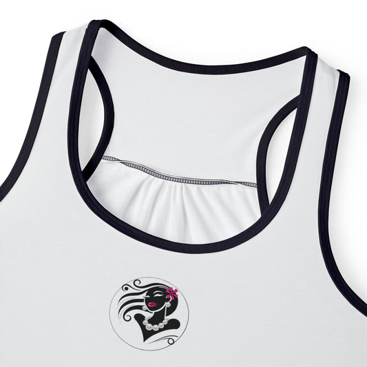 Pearls & Curls6 | White - Pink Pout Ringer Tank (black or white trim)