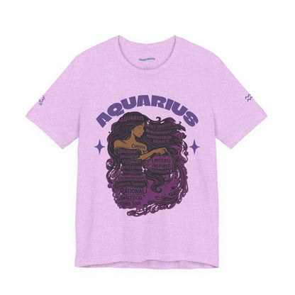Aquarius | Word Art Graphic Tee (amethyst)-"Aquarius" Definition on Back