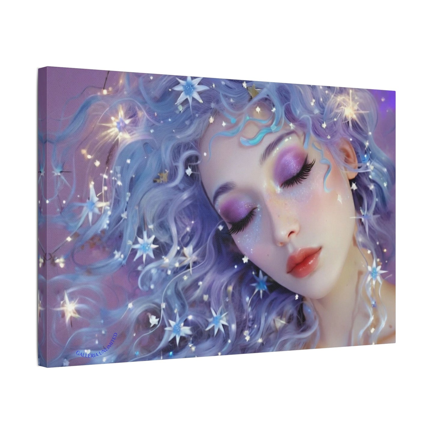 Winter Fantasy 5 | Celestial Maiden Slumber Satin Stretched Canvas Print