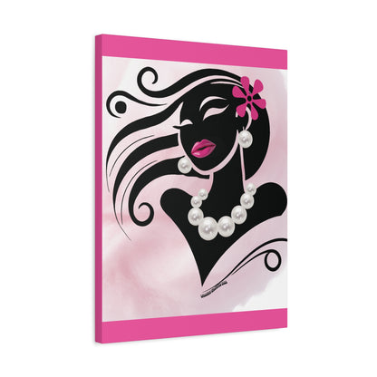 Pearls & Curls6 | Pink Pout Matte Canvas Print
