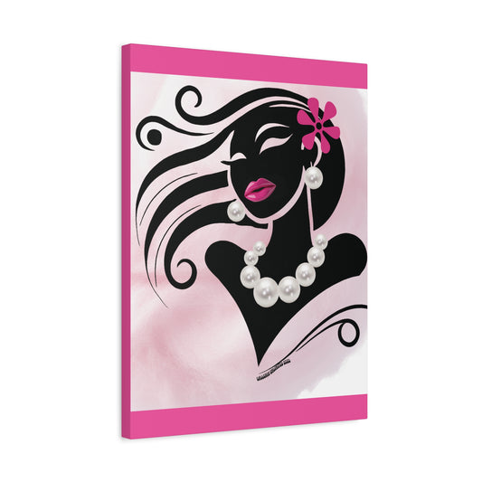 Pearls & Curls6 | Pink Pout Matte Canvas Print