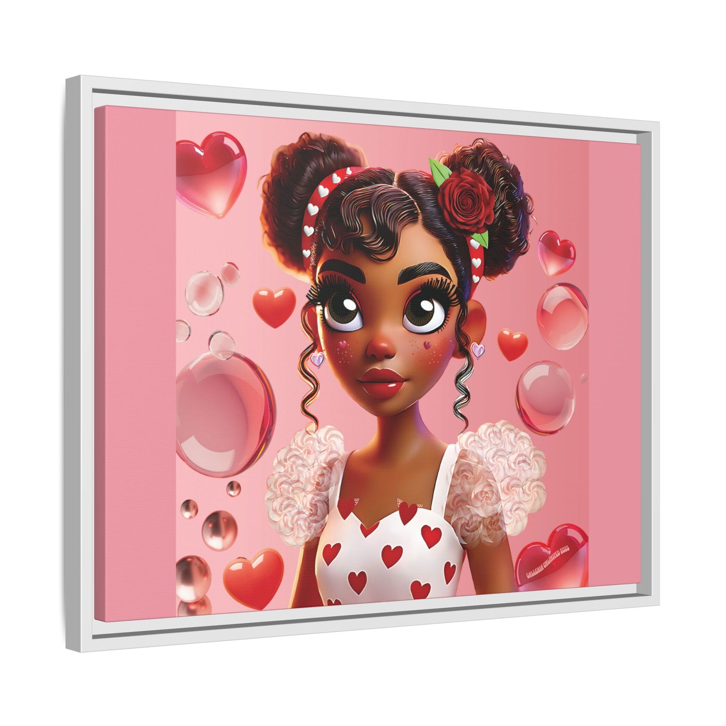 Heartbreaker Girl | Bubblegum - Canvas Print, framed matte (multiple sizes/frame colors)