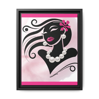 Pearls & Curls6 | Pink Pout - Framed Matte Canvas Art