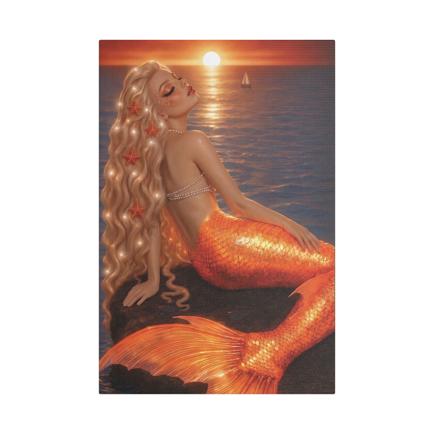 Gilded Sirens | Amber Horizon, Satin Stretched Canvas Print