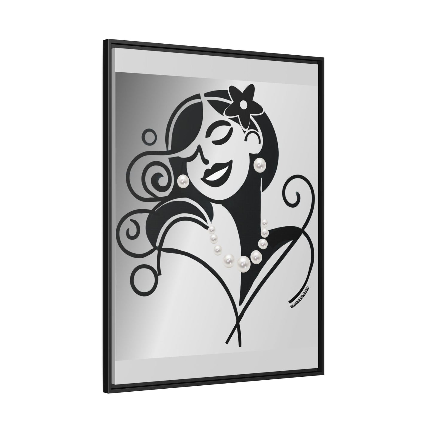Pearls & Curls 4 | Black and White Framed Matte Canvas Wall Art (black or white frame)
