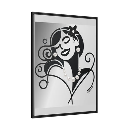 Pearls & Curls 4 | Black and White Framed Matte Canvas Wall Art (black or white frame)