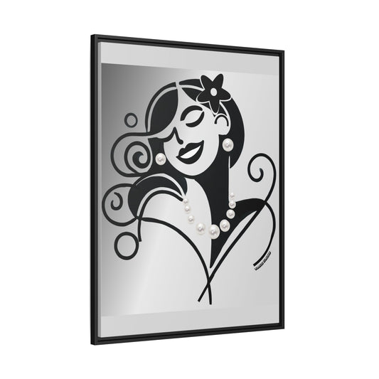 Pearls & Curls 4 | Black and White Framed Matte Canvas Wall Art (black or white frame)