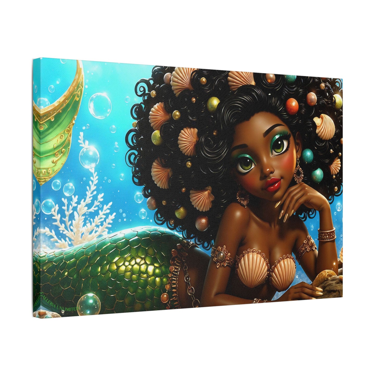 Sirens of the Gilded Sea | Blue Lagoon, Satin Stretched Canvas