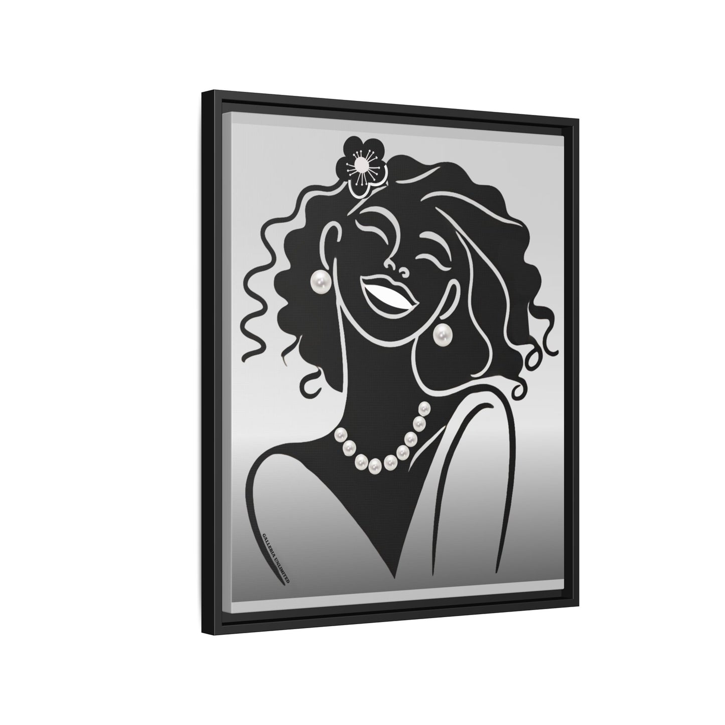 Pearls & Curls 2 | Black and White Framed Matte Canvas Wall Art (black or white frame)