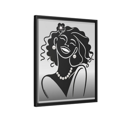 Pearls & Curls 2 | Black and White Framed Matte Canvas Wall Art (black or white frame)