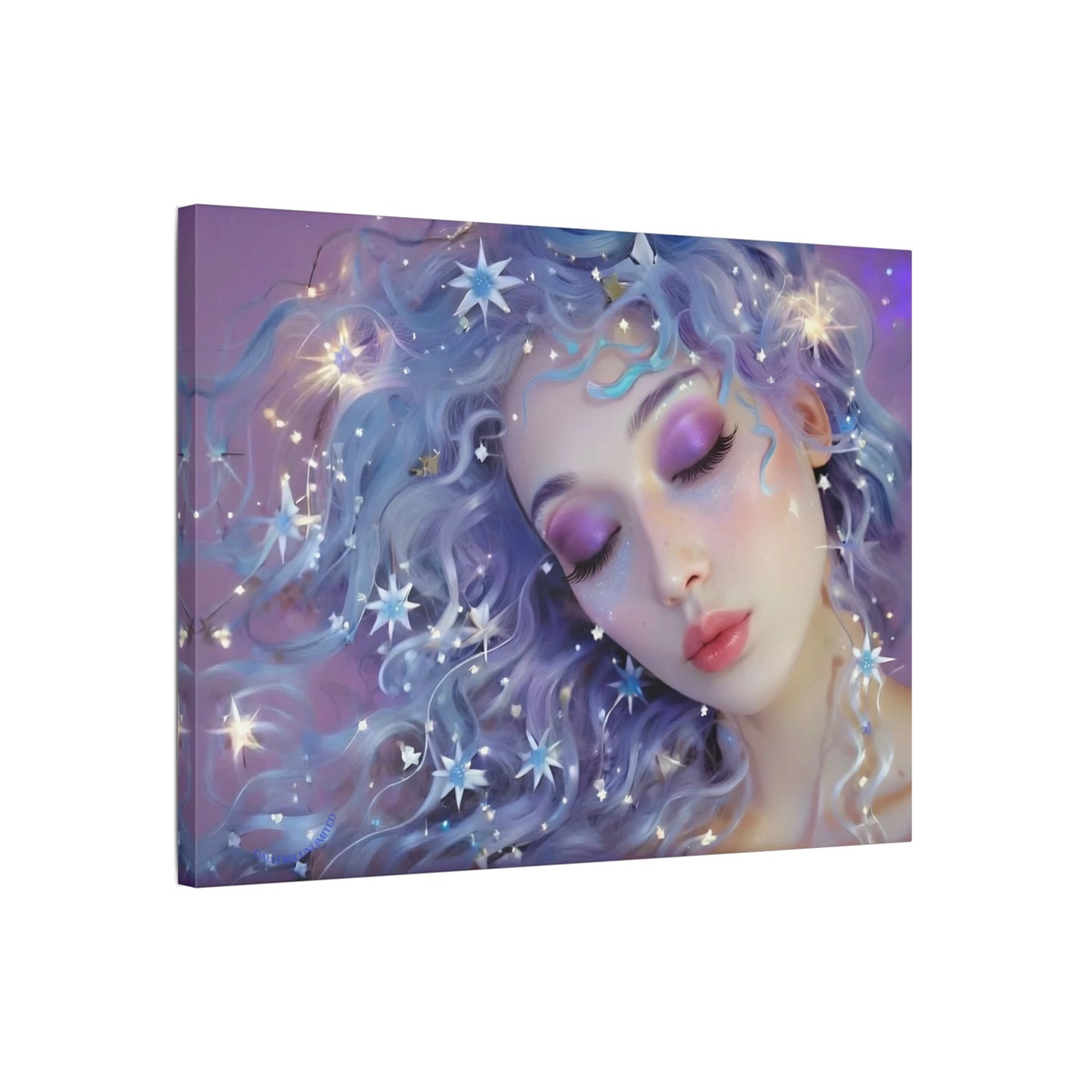 Winter Fantasy 4 | Celestial Maiden Serenity Satin Stretched Canvas Print