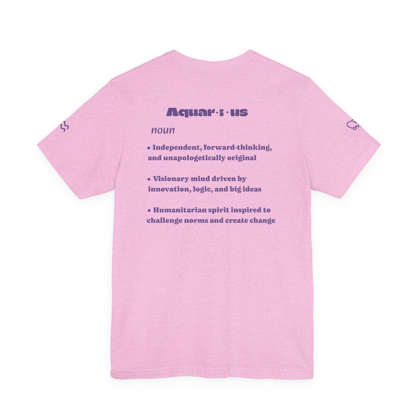 Aquarius | Word Art Graphic Tee (amethyst)-"Aquarius" Definition on Back