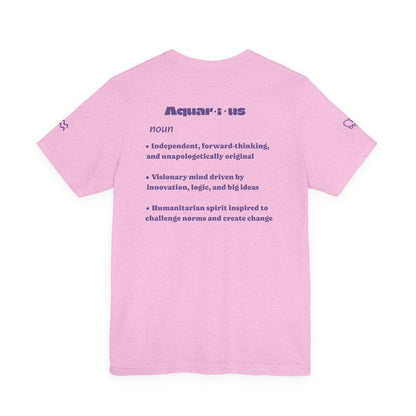 Aquarius | Word Art Graphic Tee (amethyst)-"Aquarius" Definition on Back